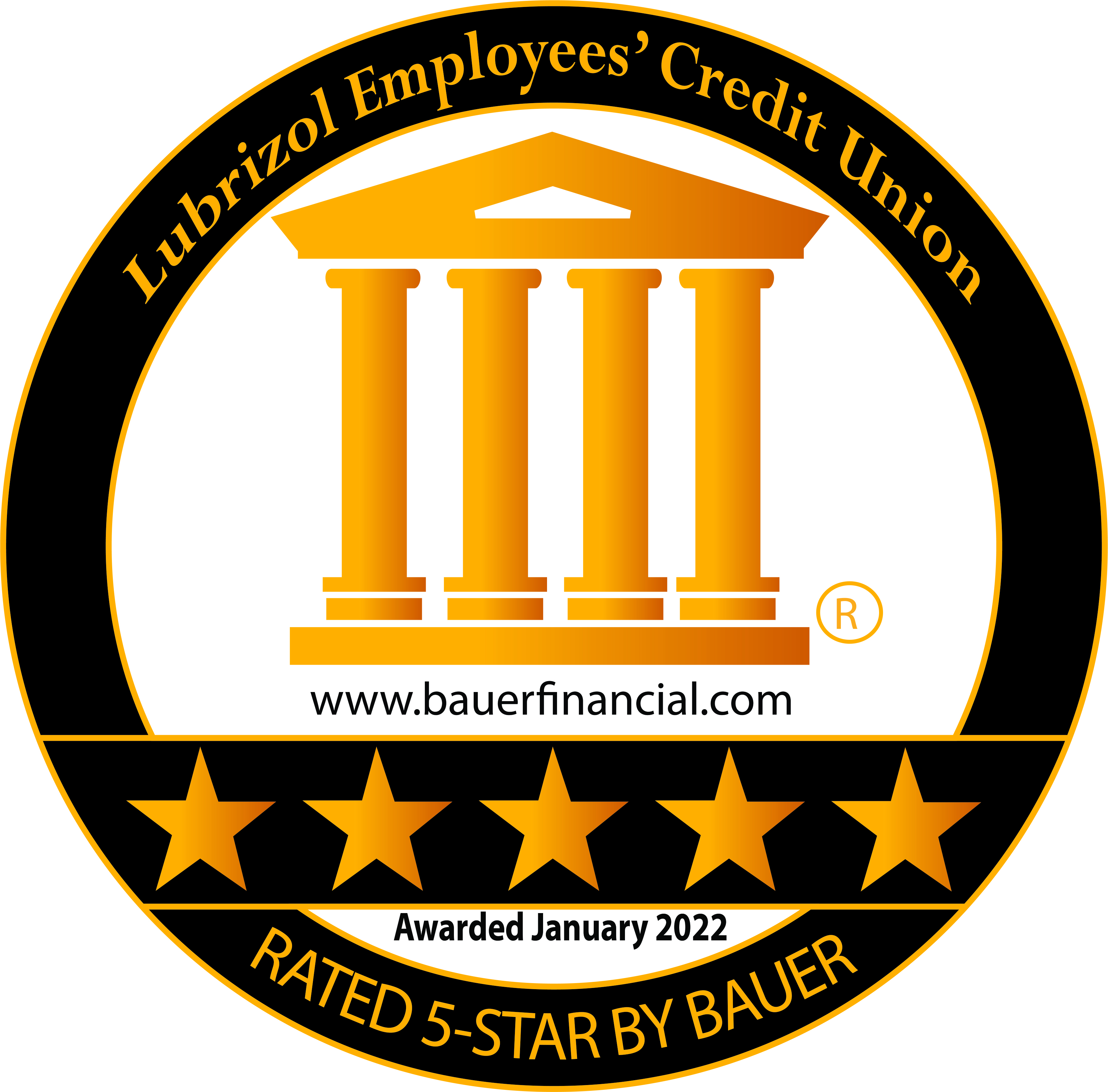 Bauer Financial 5 star rating awarded Jan 2022